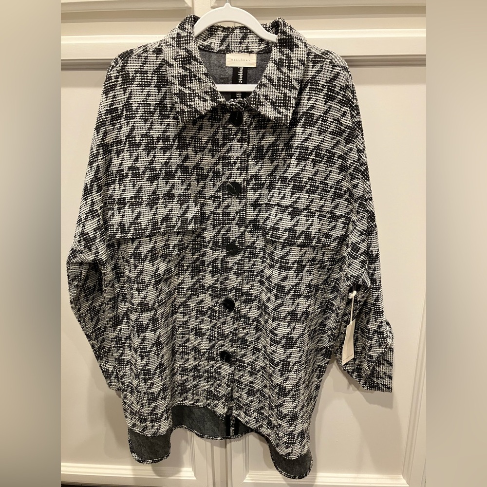 MELLODAY Black and White Houndstooth Blazer Size XL (28” ptp)